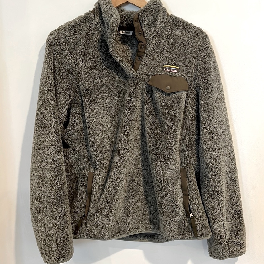 L.L.Bean Olive Green Fleece Pullover - L